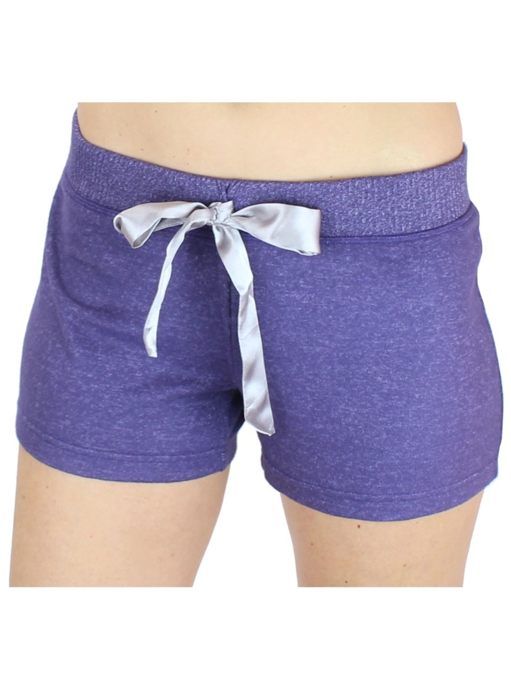 Cozy Dark Purple Lounge Shorts with Lavender Satin Tie